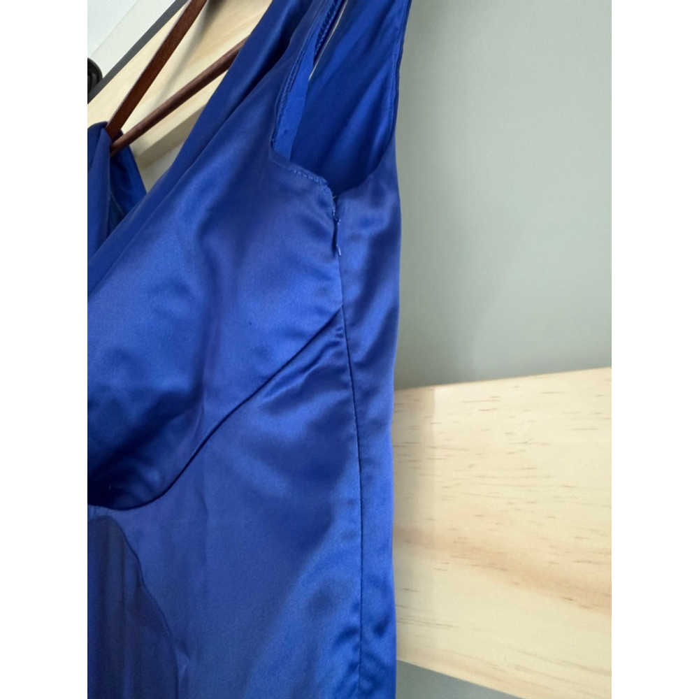 Vince Camuto Blue Satin Evening Gown Size 8 | Formal Maxi Dress Cocktail Wedding - Picture 5 of 5